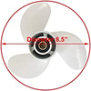 8 1/2 x 7 1/2-N, OEM No. 6G1-45943-00-EL Upgrade Aluminum Outboard Propeller fit Yamaha Engines 5-8HP, 7 Spline Tooth