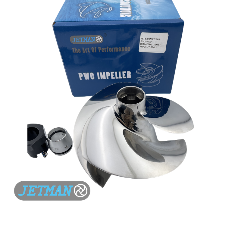 Jetman Impeller OEM No.YS-13/22 Diameter 155 3-Blades Stainless Steel Wave Runner Impeller Replacement for Yamaha Wave Runner FX Cruiser / Wave Runner FX HO, Polished